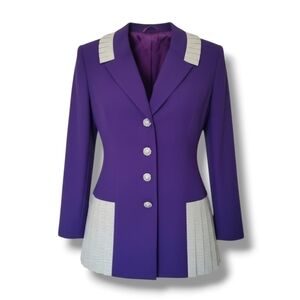 Night Studio New York 80s/90s Purple Blazer Jacket Metallic Bling Size  14